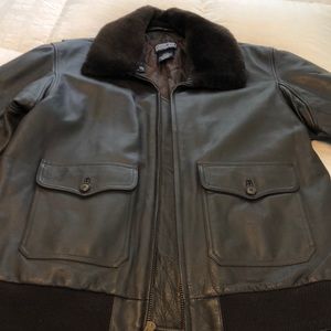 Lands End leather bomber jacket